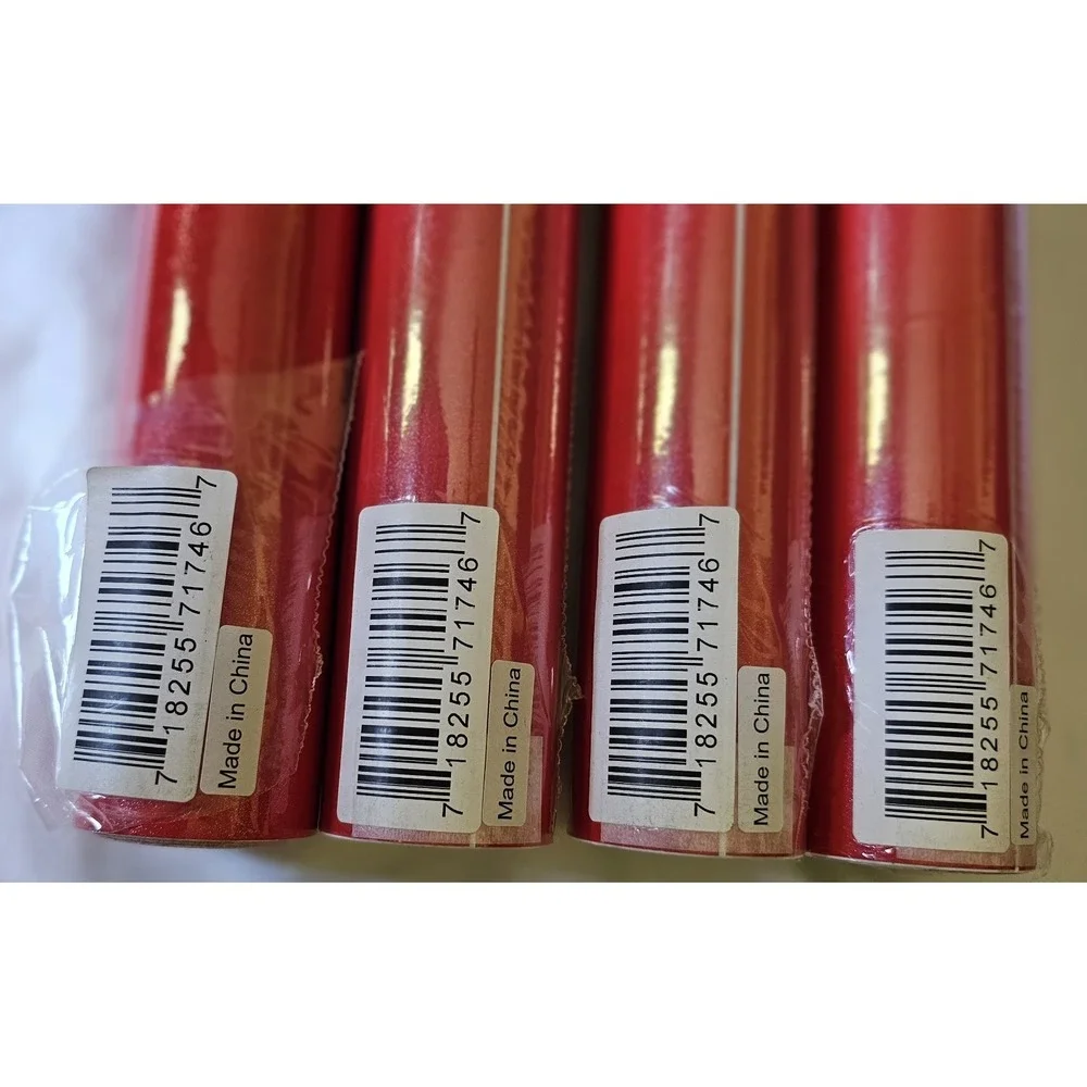 New 4 Rolls LaCheery 24in Wide Red Silver Glitter Wallpaper/Contact  Adheasive